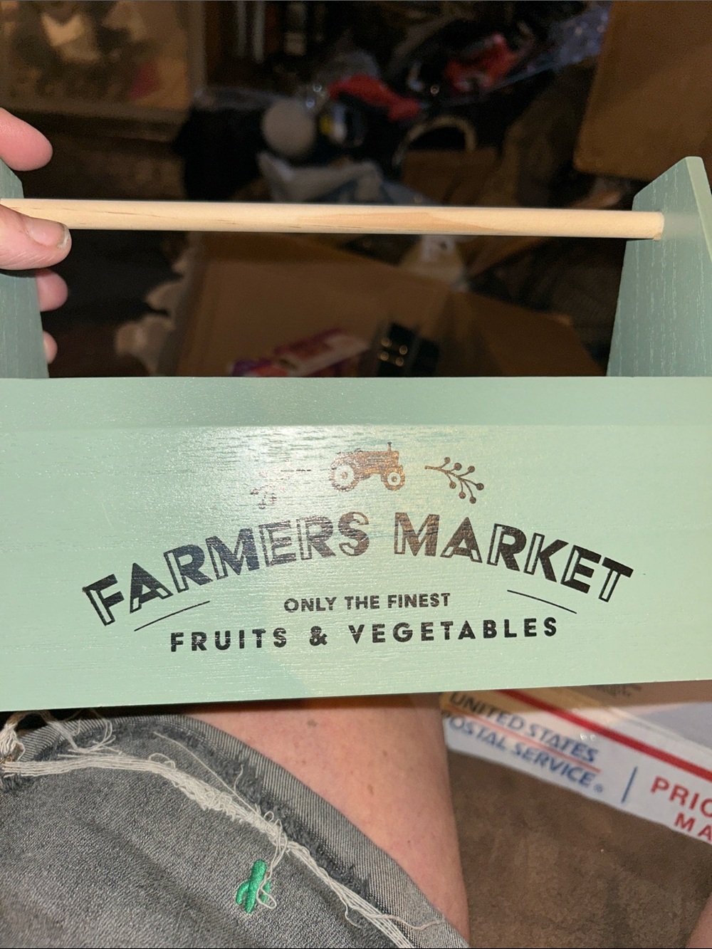 Farmers Market Wooden Crate - Mint Green